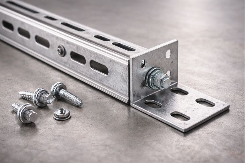 П-образный профиль перфорированный: общий вид и крупный план перфорации